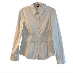 THEORY BUTTON FRONT SHIRT WITH WAISTBAND DETAIL L